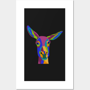 Pop Art Smiling Donkey in Rainbow Colors Posters and Art